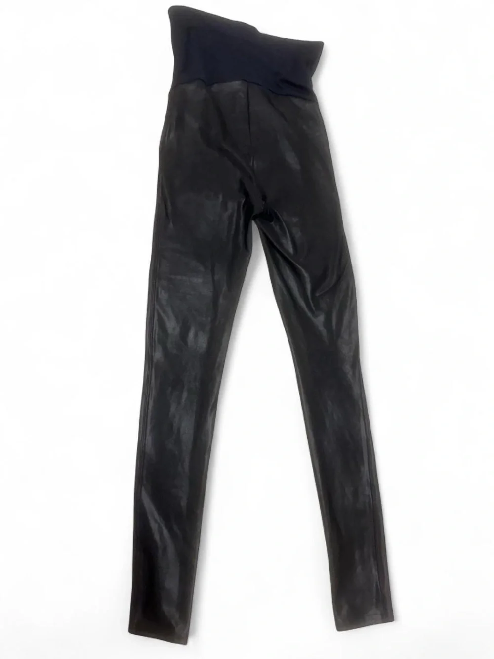 Maternity High-Waist Black faux leather Leggings - Picture 6 of 8